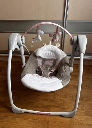 Крісло-гойдалка ingenuity comfort2go - flora the unicorn - портативне крісло-гойдалка з 6-ма швидкостями і мелодіями