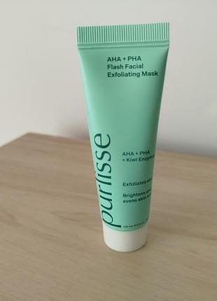 Відлущувальна маска для обличчя purlisse aha + pha flash facial exfoliating mask 15мл