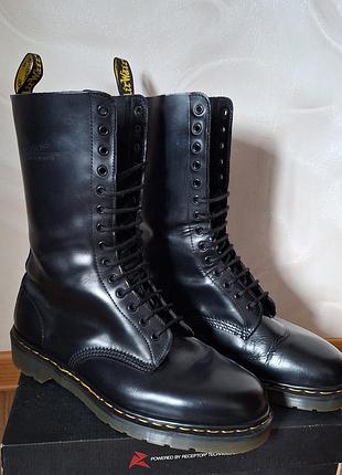 Берцы мужские чёрные кожаные. черевики dr. martens високі ботфорти. берці original оригінал шкіра мартенс мартенси dr.martens black smooth