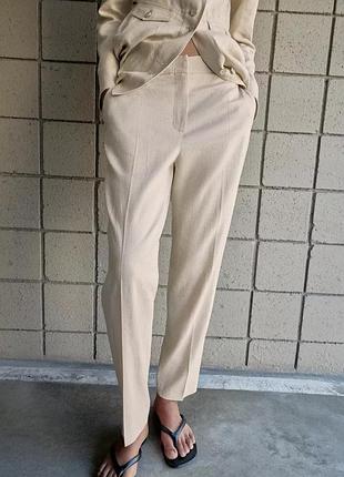 Штани з домотканним ефектом з льоном zara, xs