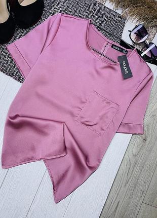 Нова літня футболка boohoo s рожева футболка сатинова пряма футболка романтична