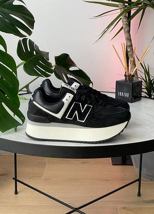 😍 женские кроссовки new balance 574+ platform black wl574zab