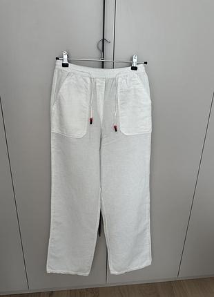 Штани льон білі zara