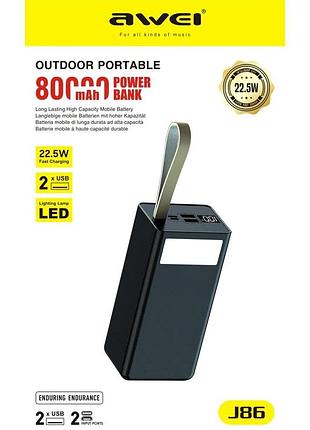 Зовнішній акумулятор power bank awei j86 80000mah