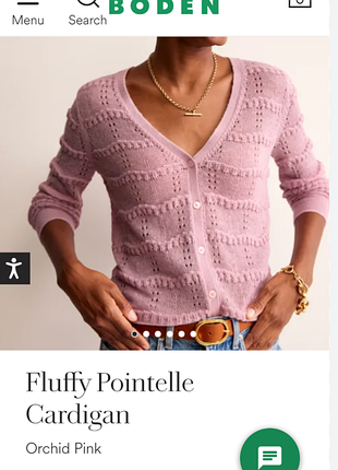 Boden fluffy pointelle cardigan в оттенке orchid pink с характерным ажурным узором