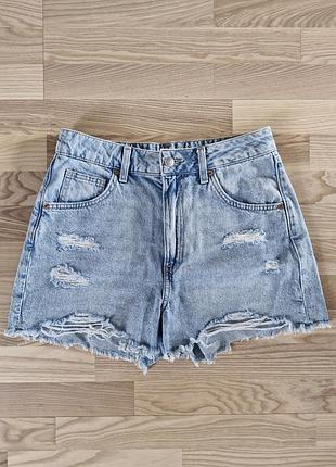 Рваные джинсовые шорты h&amp;m / мом-шорты с высокой посадкой / размер м/s