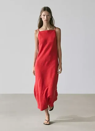 Сукня міді зі 100% льону massimo dutti s
