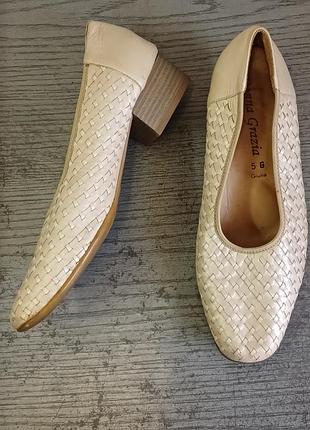 Кожаные vintage туфли-балетки donna grazia модели giulia.