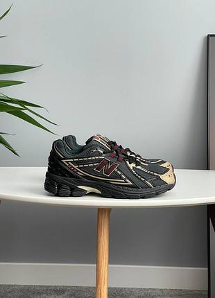 Мужские кроссовки new balance x kith 1906r black bordeaux green champagne