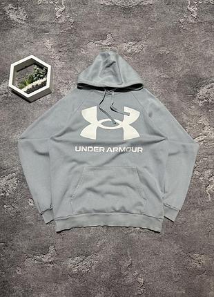 Худі under armour оригінал світло-сіре кофта з капюшоном андер армор чоловіча толстовка кенгуру