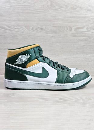 Шкіряні чоловічі високі кросівки nike air jordan 1 mid sonics оригінал, розмір 49.5