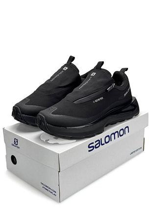 Теплые кроссовки мужские salomon odyssey, черные кроссовки соломон водоотталкивающие, осень-зима