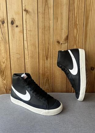 Шкіряні чоловічі чорні кеди взуття кросівки nike blazer