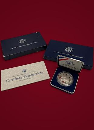 Срібна монета «united states constitution coin». сан франциско, 1987 р