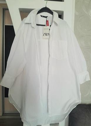 Сорочка жіноча біла подовжена zara