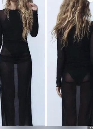 Сукня для фотосесії від zara чорна платье для фотосессии  в сіточку з драпіруванням платье в сеточку макси с драпировкой максі
