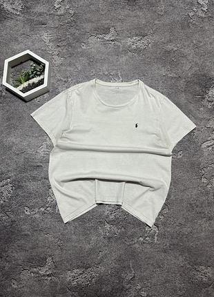 Футболка polo ralph lauren оригінал світла молочна футболка ральф лорен з чорним логотипом