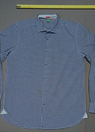 Воротник 41 см united colors of benetton size l slim в клетку рубашка  
пуговицы брендированные 100% cotton