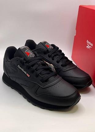 Чоловічі чорні кросівки reebok classic leather black оригінал