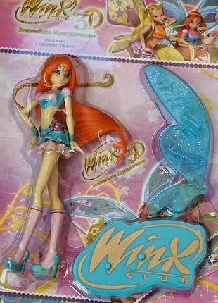 Коллекционная фигурка кукла winx club 3d bloom блум винкс волшебное приключение крылья на подставке статуэтка логотип пупс куколка с крылышками