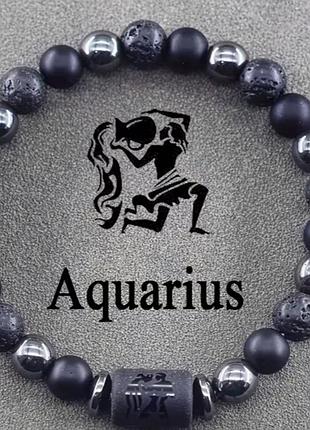 Каменный браслет zodiac stone со знаком зодиака водолей