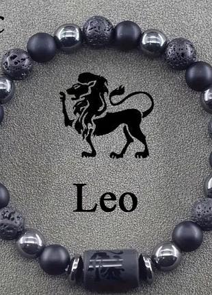 Каменный браслет zodiac stone со знаком зодиака лев