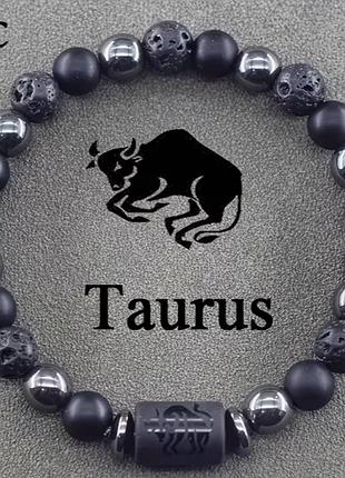 Кам'яний браслет zodiac stone зі знаком зодіака телець