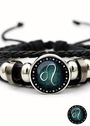 Каменный браслет zodiac stone со знаком зодиака лев