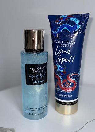 Victoria’s secret набір парфумований 🍭 спрей з шимером +лосьон для тіла