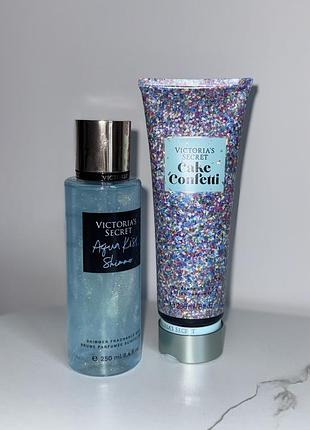 Victoria’s secret набір парфумований 🍭 спрей з шимером +лосьон для тіла