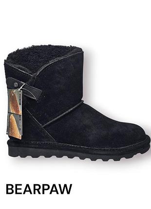 Угги женские зимние полусапожки bearpaw margaery black