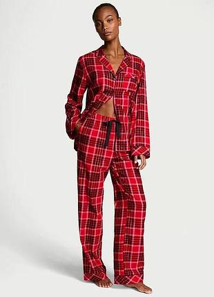 Нова з бірками запакована піжама піжама сорочка/штани фланель victoria's secret long pajama set short клітинка s