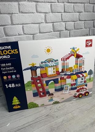Конструктор 188 a 40 (16) 148 элементов, фигурка героя, основа для сборки машинки