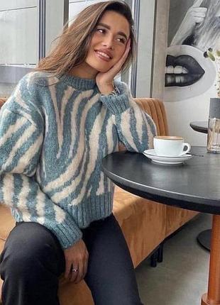 М'який та затишний укорочений джемпер кофта зебра s акрил светр zara