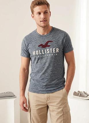 Футболка чоловіча hollister california — оригінал, об’ємне лого m
