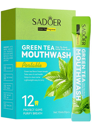 Ополаскиватель для рта в стыке sadoer green tea mouthwash с ароматом зеленого