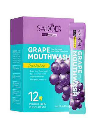 Ополаскиватель для рта в стыке sadoer grape mouthwash с ароматом винограда (в