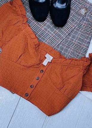 Літній топ h&m s короткий топ на ґудзиках теракотовий топ