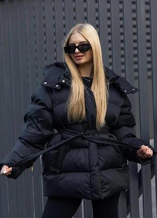 Куртка пуховик з поясом