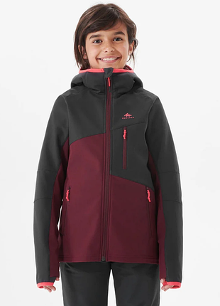 Куртка девочке софтшелл quechua декатлон softshell 10-11 лет демисезонная на флисе ветровка с капюшоном спортивная туристическая ветрозащитная мембран 2