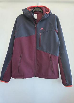 Куртка девочке софтшелл quechua декатлон softshell 10-11 лет демисезонная на флисе ветровка с капюшоном спортивная туристическая ветрозащитная мембран 5