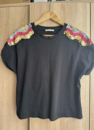Футболка zara з паєтками
