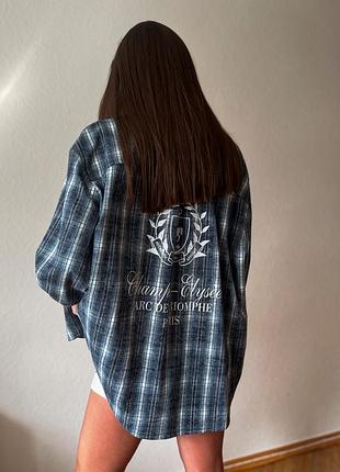 Сорочка синя у клітинку oversize