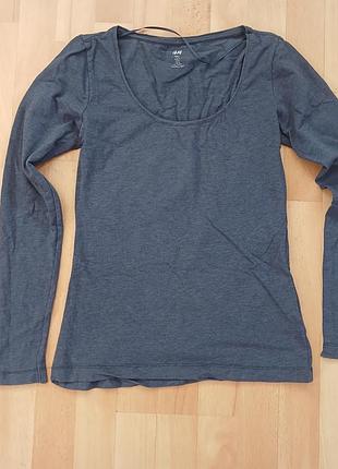 Базовий лонгслів h&m m оглягаючий графіт