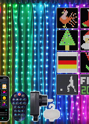 Смарт гірлянда штора 2*2 м 400 led rgb, керування телефоном чи пультом