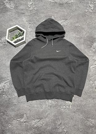 Худі nike оригінал сіре кофта з капюшоном найк чоловіча толстовка кенгуру мікросвуш