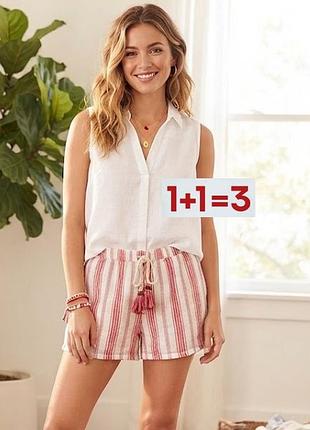 1+1=3 🎁 короткие шорты в полоску 55% лен от f&amp;f