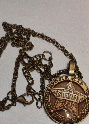 Круглий кулон на ланцюжку поліція police шериф sheriff