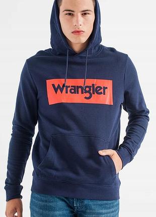 Худи мужской wrangler синего цвета р.xl 100% хлопок тщательный футер трехнитка