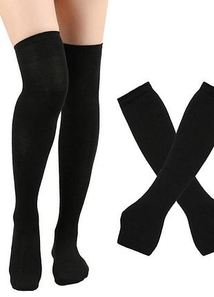 Гольфы выше колен и нарукавники до локтя черные трикотажные комплект one size 35-41р. 1001-6401 хлопковый набор чулки и мытенки